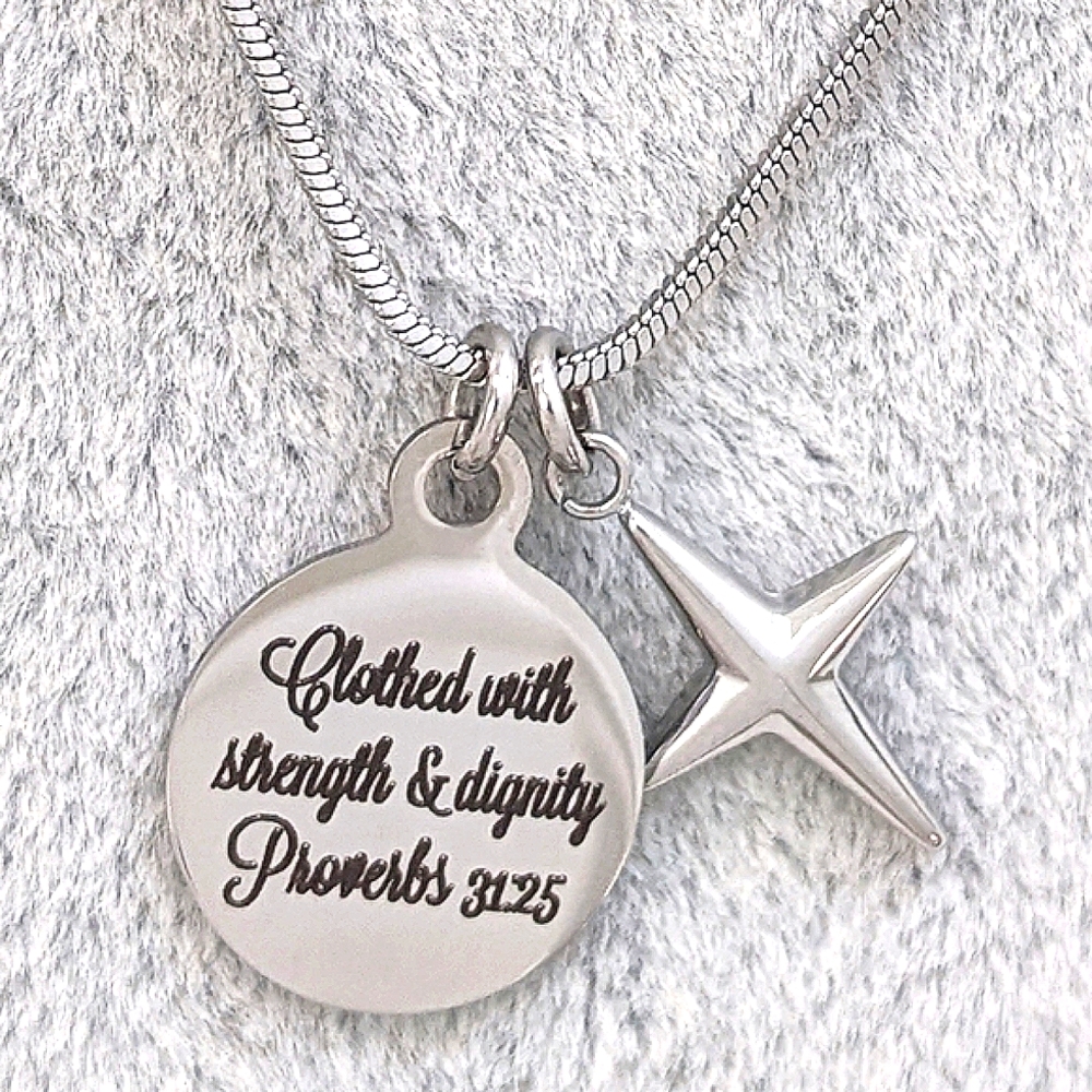 Christian Bible Verse Scripture Cross Necklace